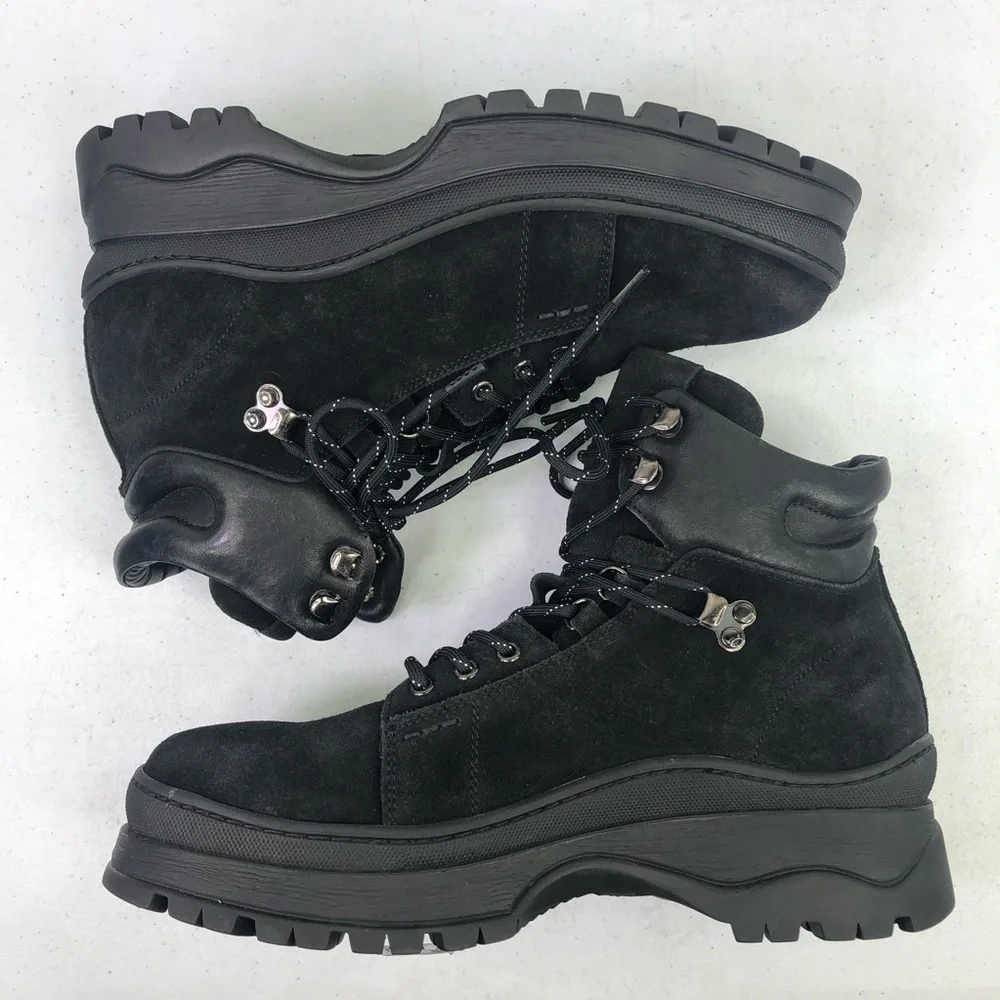 ALL Saints Donte Black Suede Leather Lace Up Boots